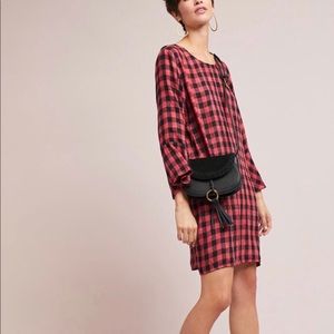cloth & stone Buffalo Plaid Flutter Sleeve Dress